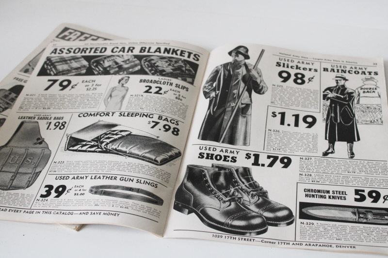 photo of original vintage US military surplus catalogs, National Army Store 1940s WWII surplus crazy low prices!  #2